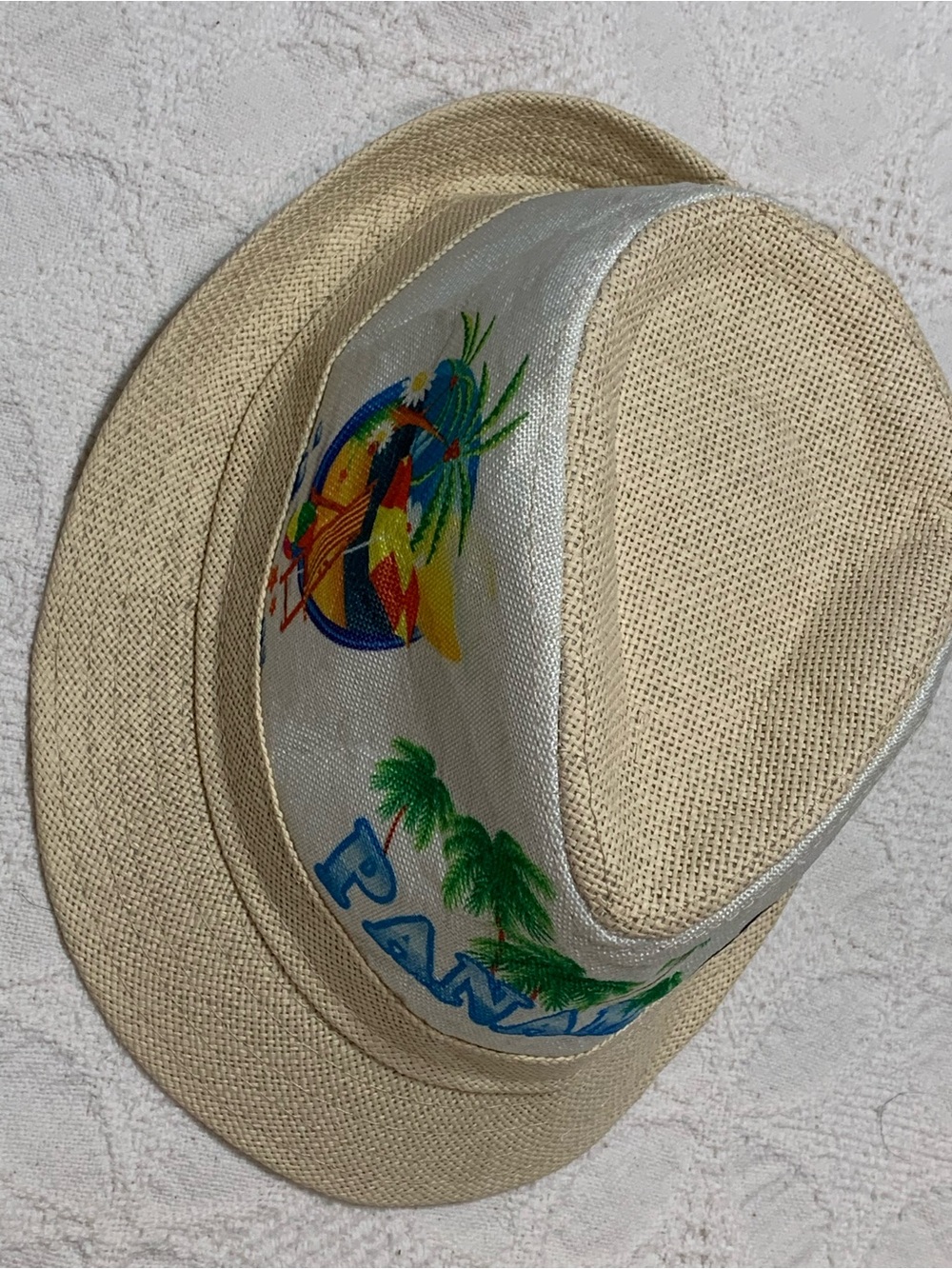 Panama Straw Fedora with Tropical Band - Natural